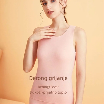 Ženska dvostrano velur topli prsluk, bez rukava, bez šavova, kružni izrez, debeli poliester materijal