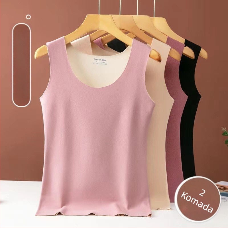 Ženska dvostrano velur topli prsluk, bez rukava, bez šavova, kružni izrez, debeli poliester materijal