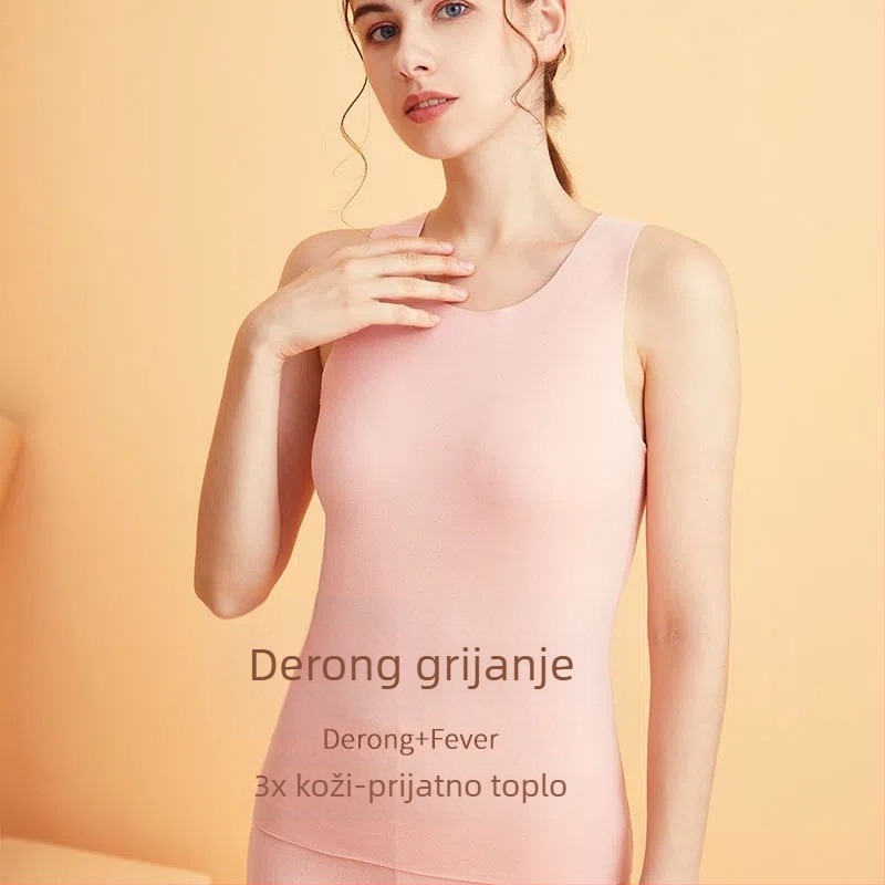 Ženska dvostrano velur topli prsluk, bez rukava, bez šavova, kružni izrez, debeli poliester materijal