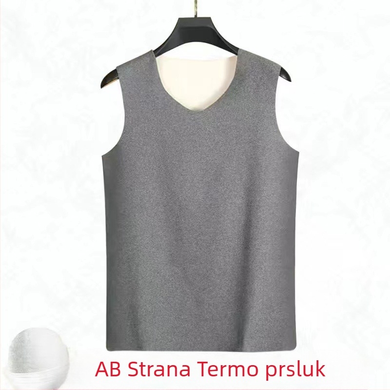 Ženska dvostrano velur topli prsluk, bez rukava, bez šavova, kružni izrez, debeli poliester materijal