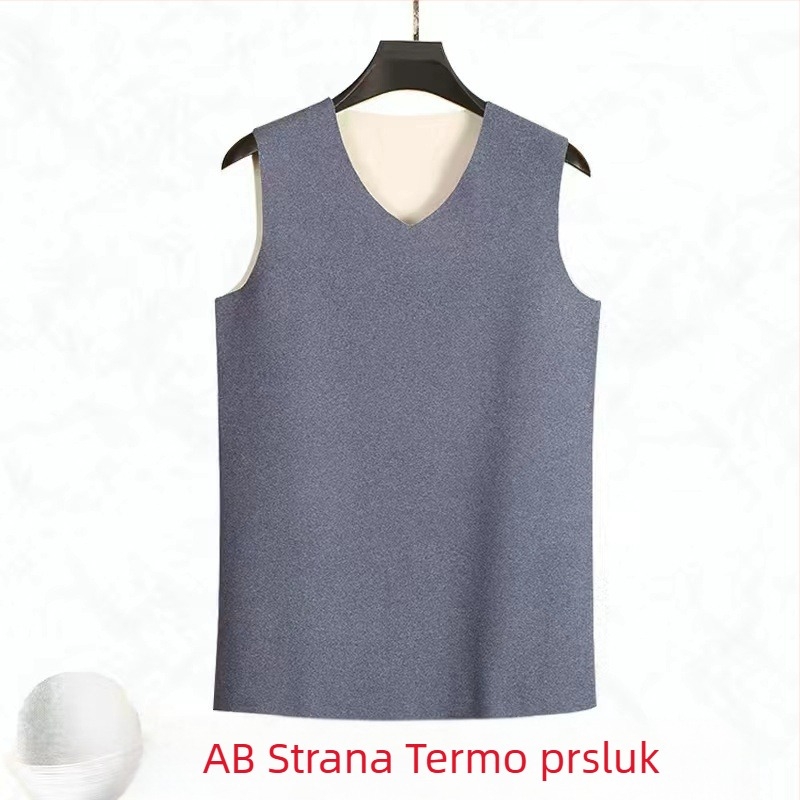 Ženska dvostrano velur topli prsluk, bez rukava, bez šavova, kružni izrez, debeli poliester materijal