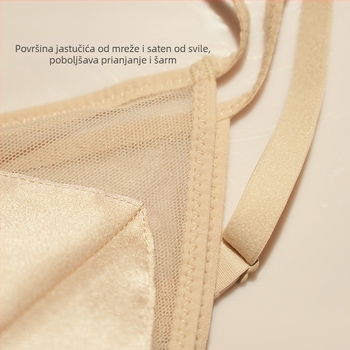 Podbradnik od svile s trokutastim košaricama, bez žice, 3/4 košarice s tankim oblikovanim košaricama, fiksne dvostruke naramenice, stražnje zatvaranje s tri reda kopči