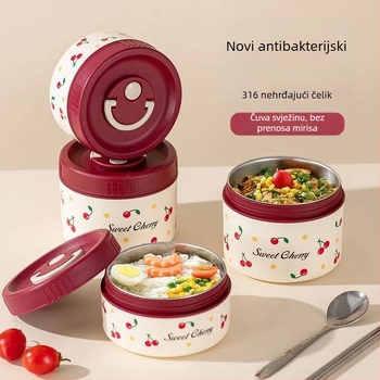 Kutija za obrok od 316 nerđajućeg čelika, izolirana, mikrovalna sigurna, trodijelna, kapacitet 301–800 ml
