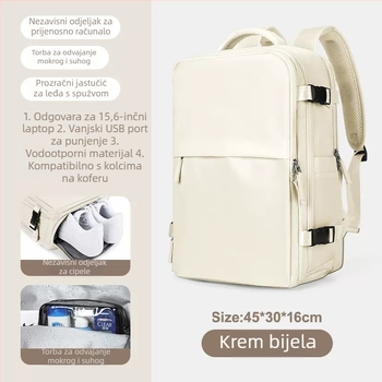 Putni ruksak, unisex, 36-55L, 16-inčni prijenosnik, Oxford tkanina, sustav remena s zračnim jastukom, proširiva, za poslovna putovanja