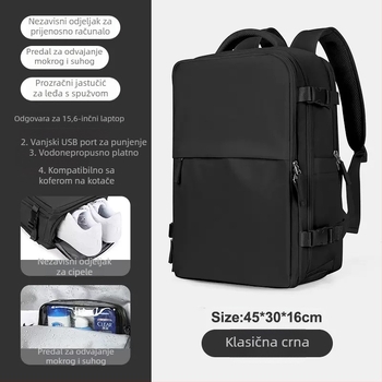 Putni ruksak, unisex, 36-55L, 16-inčni prijenosnik, Oxford tkanina, sustav remena s zračnim jastukom, proširiva, za poslovna putovanja