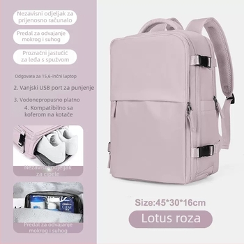 Putni ruksak, unisex, 36-55L, 16-inčni prijenosnik, Oxford tkanina, sustav remena s zračnim jastukom, proširiva, za poslovna putovanja