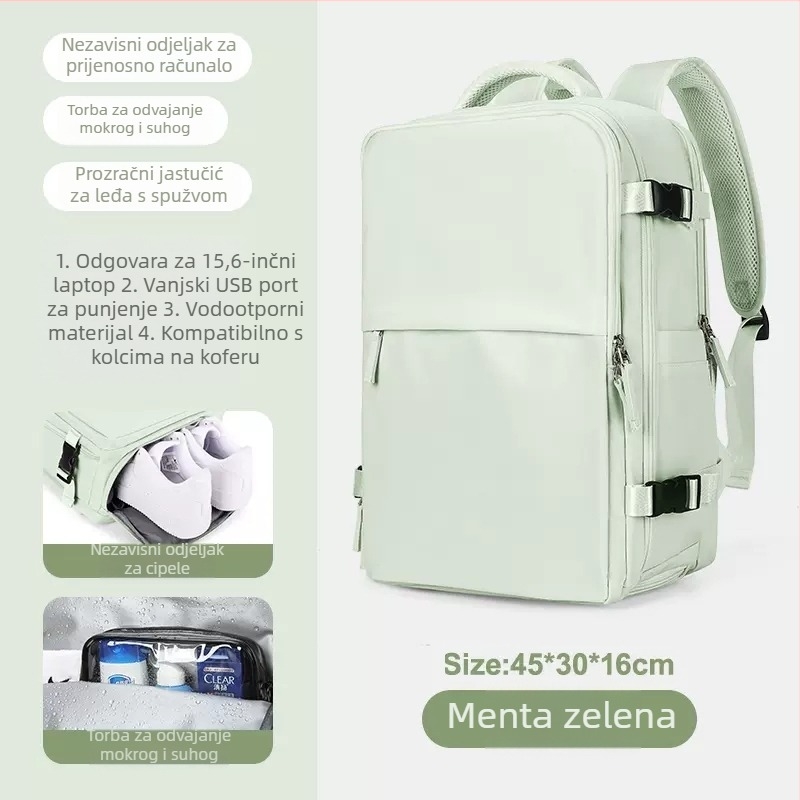 Putni ruksak, unisex, 36-55L, 16-inčni prijenosnik, Oxford tkanina, sustav remena s zračnim jastukom, proširiva, za poslovna putovanja