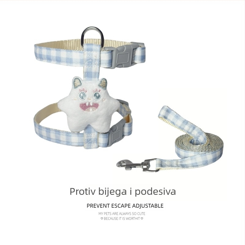 Mačji povodac i postroj u obliku I, protiv bijega - najlon
