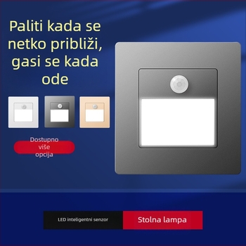 Svjetlo za stepenice sa senzorom pokreta, ugradbeni dizajn tipa 86, LED svjetlo za korak, PC kućište, 220V