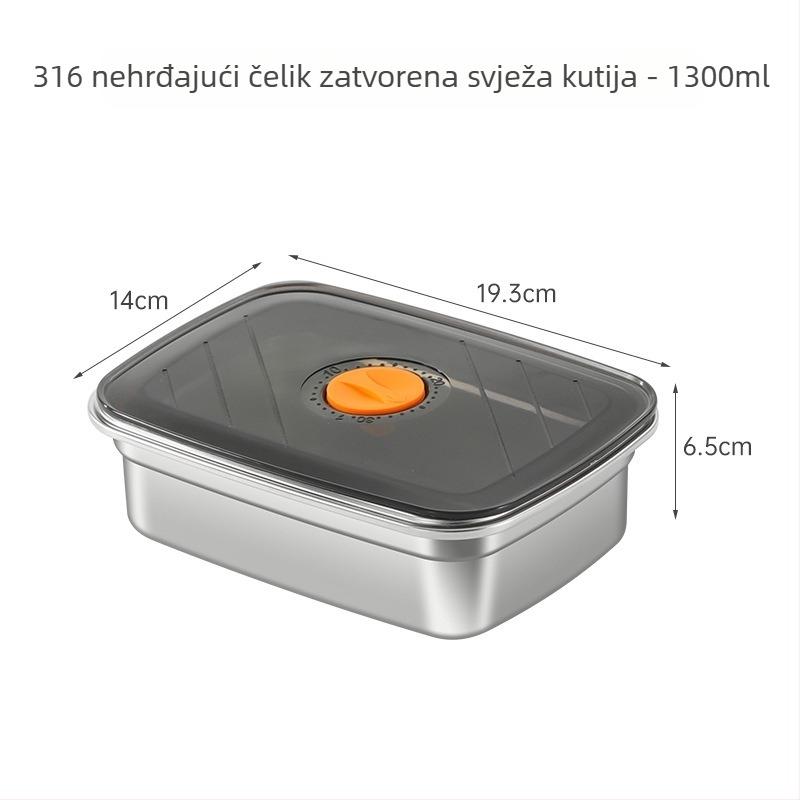 Kutija za ručak od 316 nerđajućeg čelika, sigurna za mikrovalnu, kvadratni oblik, 800–1000 ml