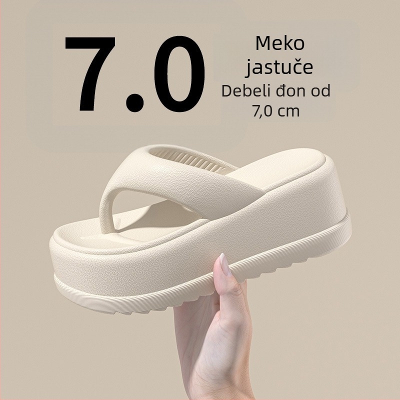 Ženske EVA flip-flop sandale, debela potplata za povećanje visine, razdvojeni palac, minimalistički stil, ljetna vanjska obuća