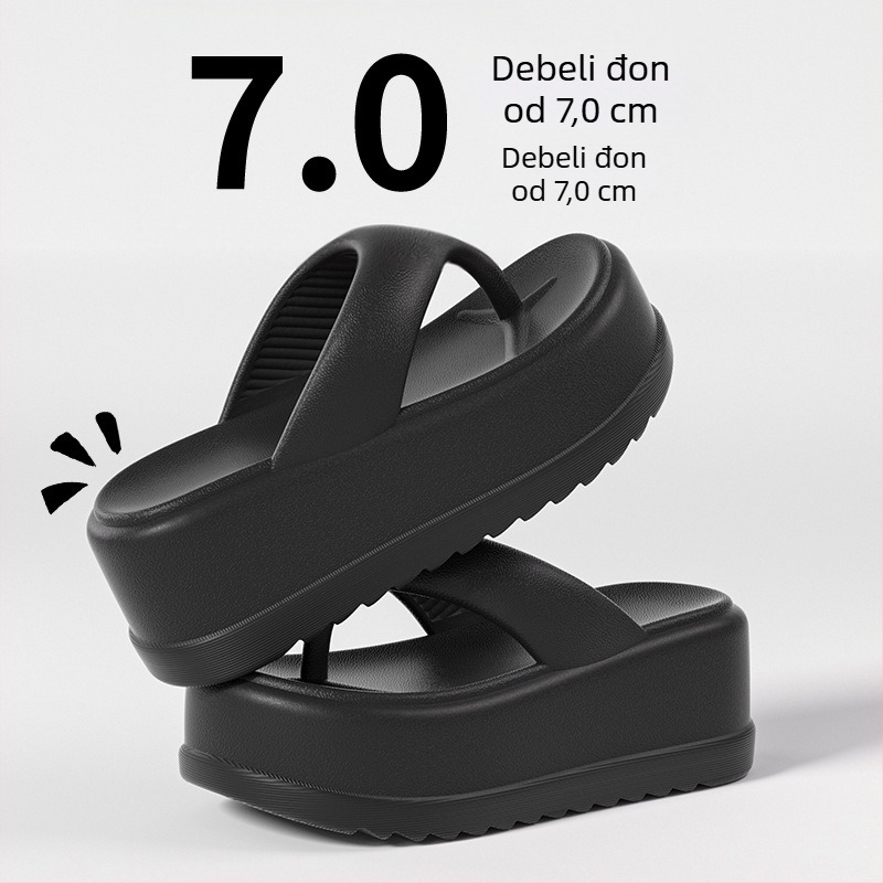 Ženske EVA flip-flop sandale, debela potplata za povećanje visine, razdvojeni palac, minimalistički stil, ljetna vanjska obuća