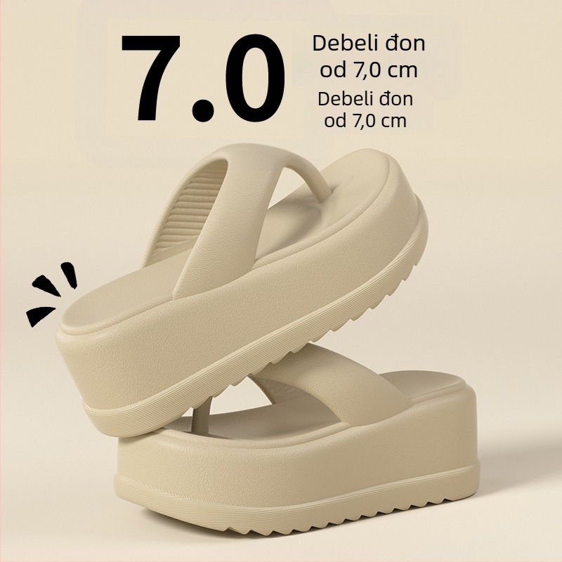 Ženske EVA flip-flop sandale, debela potplata za povećanje visine, razdvojeni palac, minimalistički stil, ljetna vanjska obuća