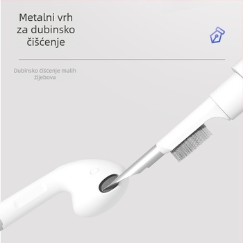 Čistilno pero za Bluetooth slušalice — univerzalna kompatibilnost; plastično kućište; model Q2; težina 14,7 g; Funkcija: čišćenje slušalica, mobitela i drugih elektroničkih uređaja; 1 godina jamstva