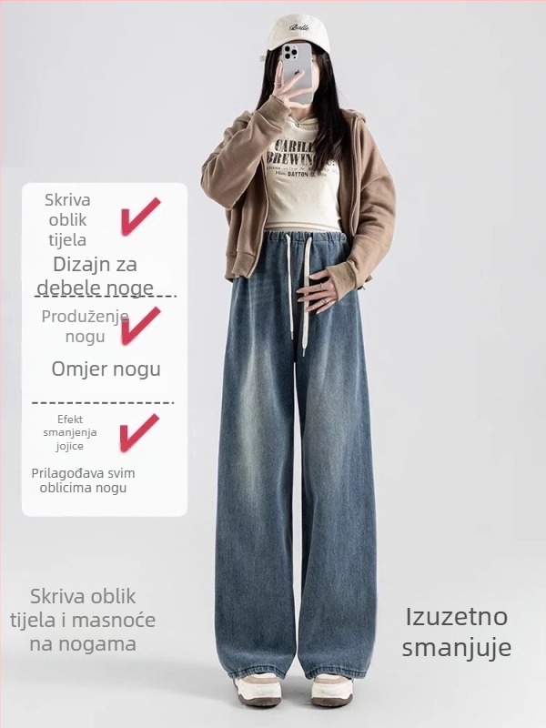 Traperice za trudnoće od denima, opušten kroj, normalna debljina, jesen 2024