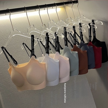 Set grudnjaka s mekanom podrškom, 3/4 šalica, oblikovan grudnjak od spužve, fiksne dvostruke naramenice, nevidljiv i prozračan najlon