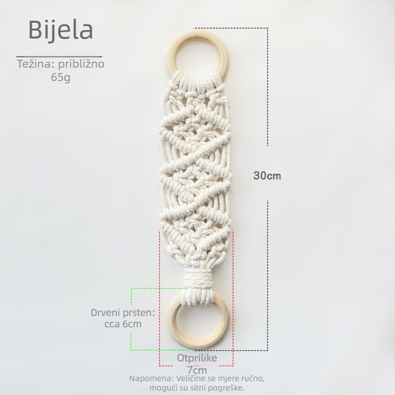 Nordijskog stila prsten za ručnike od pamukovog užeta, pletena površina, jednoslojni dizajn, nosivost 2 kg, za skladištenje