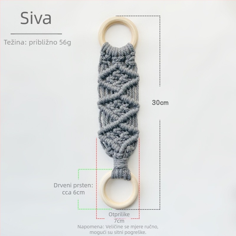 Nordijskog stila prsten za ručnike od pamukovog užeta, pletena površina, jednoslojni dizajn, nosivost 2 kg, za skladištenje
