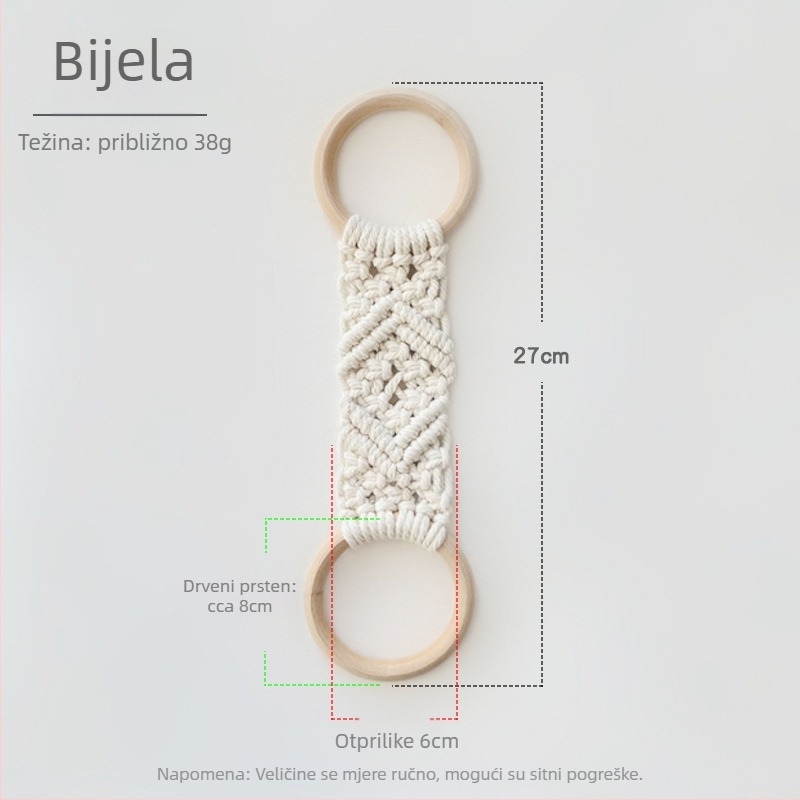 Nordijskog stila prsten za ručnike od pamukovog užeta, pletena površina, jednoslojni dizajn, nosivost 2 kg, za skladištenje