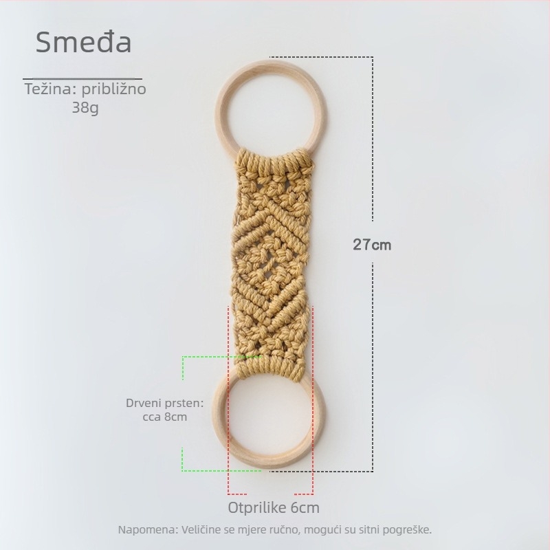 Nordijskog stila prsten za ručnike od pamukovog užeta, pletena površina, jednoslojni dizajn, nosivost 2 kg, za skladištenje