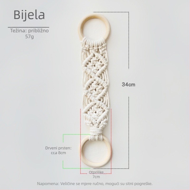 Nordijskog stila prsten za ručnike od pamukovog užeta, pletena površina, jednoslojni dizajn, nosivost 2 kg, za skladištenje