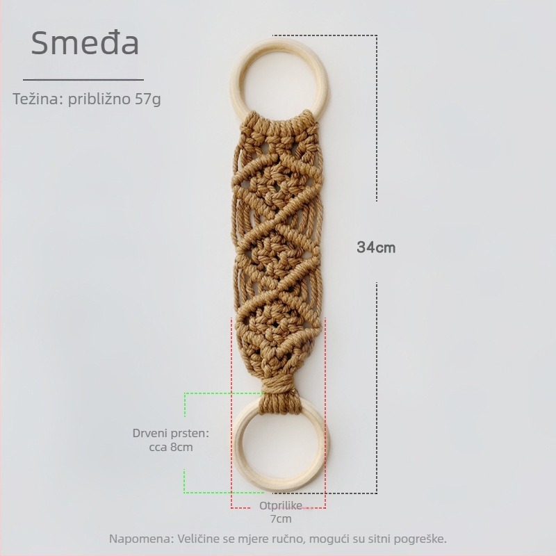 Nordijskog stila prsten za ručnike od pamukovog užeta, pletena površina, jednoslojni dizajn, nosivost 2 kg, za skladištenje