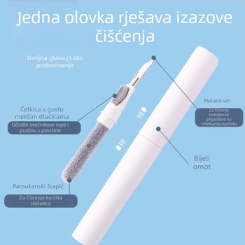 Bluetooth čistilno pero – trodijelni set za čišćenje, univerzalna kompatibilnost (ABS + flocking + vlakna; model 001; težina 10,5 g)