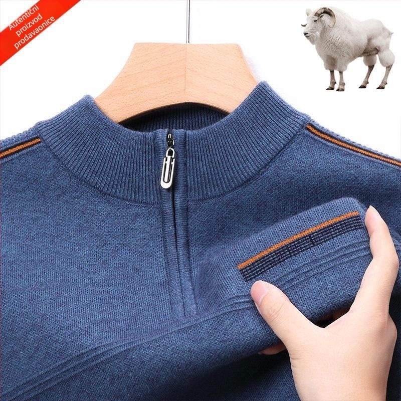 Vuneni pulover s krznom zeka 100%, dugi rukavi, debeli pleteni, kapuljača