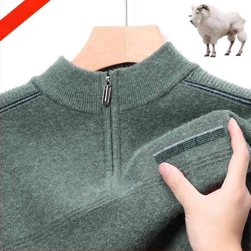 Vuneni pulover s krznom zeka 100%, dugi rukavi, debeli pleteni, kapuljača