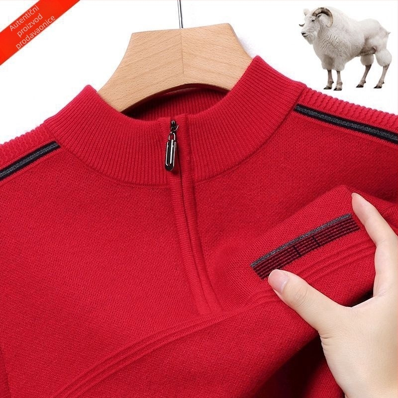 Vuneni pulover s krznom zeka 100%, dugi rukavi, debeli pleteni, kapuljača