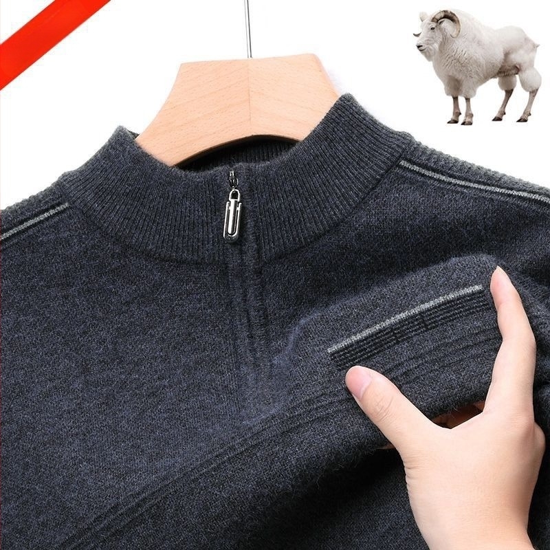 Vuneni pulover s krznom zeka 100%, dugi rukavi, debeli pleteni, kapuljača