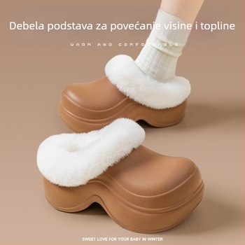 Ženske zimske papuče s debelom EVA sole, EVA gornji dio, pliš unutarnja, okrugli vrh