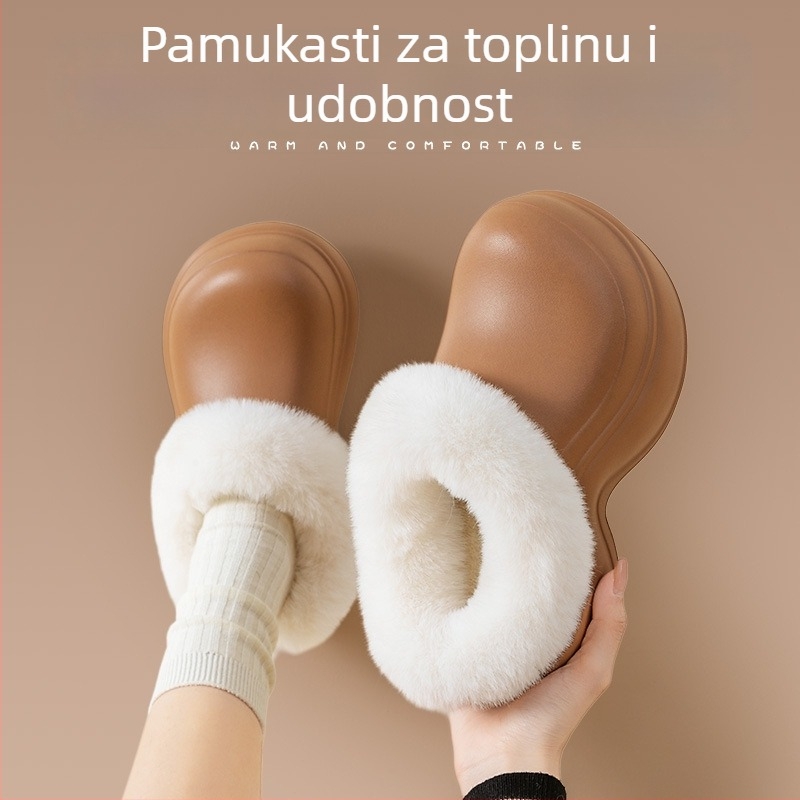 Ženske zimske papuče s debelom EVA sole, EVA gornji dio, pliš unutarnja, okrugli vrh