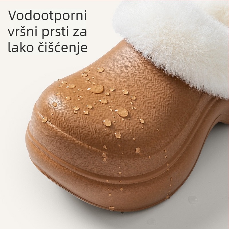 Ženske zimske papuče s debelom EVA sole, EVA gornji dio, pliš unutarnja, okrugli vrh
