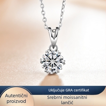 Moissanitni lančić od srebra 925 za žene, jednostavan geometrijski dizajn, šestokraki postavak, križni lanac, duljina 41–50 cm, 2,1 g, marka Under the banyan tree
