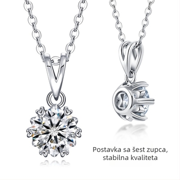 Moissanitni lančić od srebra 925 za žene, jednostavan geometrijski dizajn, šestokraki postavak, križni lanac, duljina 41–50 cm, 2,1 g, marka Under the banyan tree