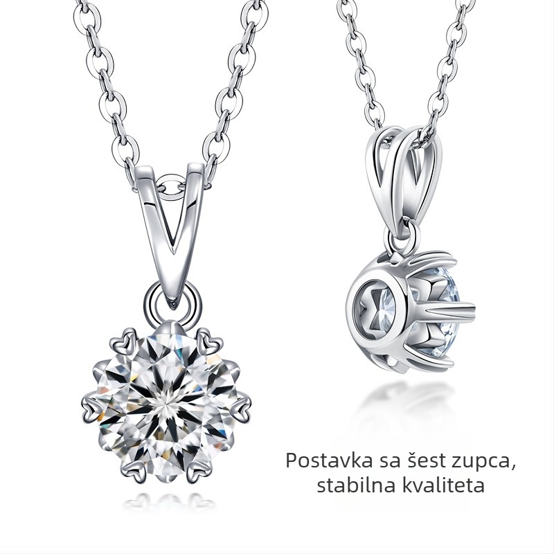 Moissanitni lančić od srebra 925 za žene, jednostavan geometrijski dizajn, šestokraki postavak, križni lanac, duljina 41–50 cm, 2,1 g, marka Under the banyan tree