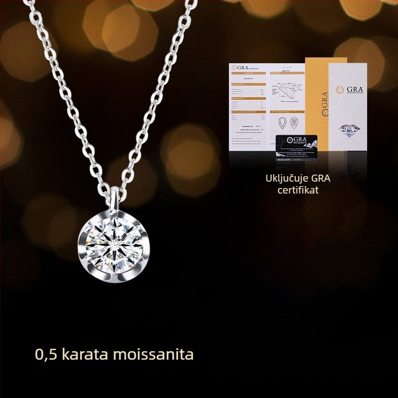 Moissanitni lančić od srebra 925 za žene, jednostavan geometrijski dizajn, šestokraki postavak, križni lanac, duljina 41–50 cm, 2,1 g, marka Under the banyan tree
