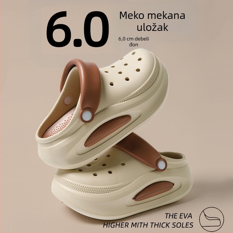 Ženske Crocs sandale - gornji dio EVA, potplat EVA, prozračne, protuklizne, otporne na miris, 6 cm debeli potplat