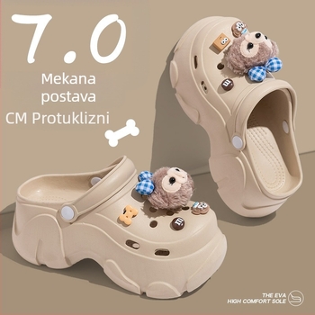 Ženske Crocs-stila sandale s EVA gornjim dijelom i potplatom, 7 cm debljina potplata, protuklizne, prozračne, zatvorenim prstom, za plažu i ured