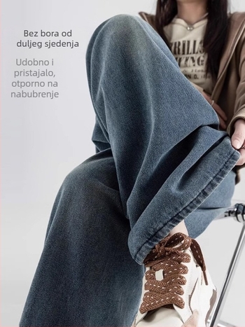 Trudničarske hlače bez panela za trbuh - pamuk-spandex, srednje debljine, opušten kroj, široke nogavice, jesen 2024