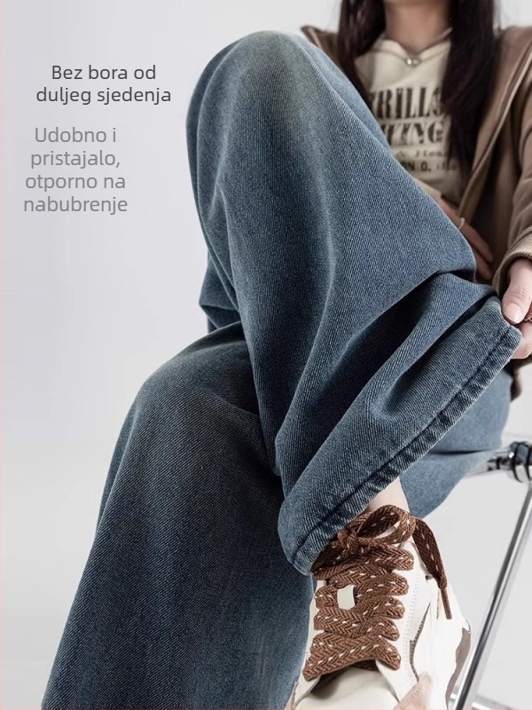 Trudničarske hlače bez panela za trbuh - pamuk-spandex, srednje debljine, opušten kroj, široke nogavice, jesen 2024