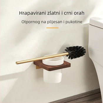 Lang Pai zidni stalak za ručnike od orašastog drveta – 2 etaže, nosivost 20 kg, bez bušenja, kupaonica, oksidacijski završni sloj