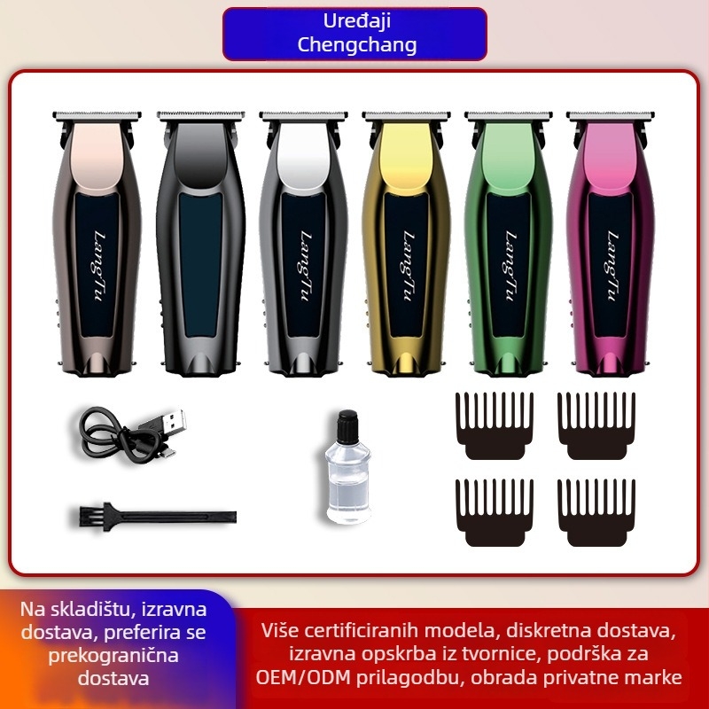 Kućni stroj za šišanje kose, glava oštrice se može ukloniti i prati, četkasti motor, nehrđajući čelik noževa, ugrađena baterija 300–500mAh, tip napajanja: punjenje