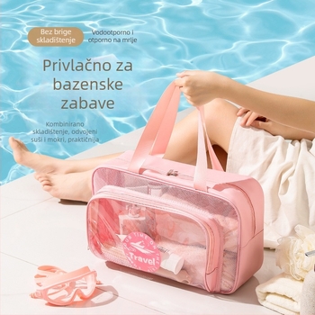 PVC torbica za kozmetiku s odjeljkom suho/mokro, velika kapacitet, vodootporna, višenamjenska spremišta za putovanja