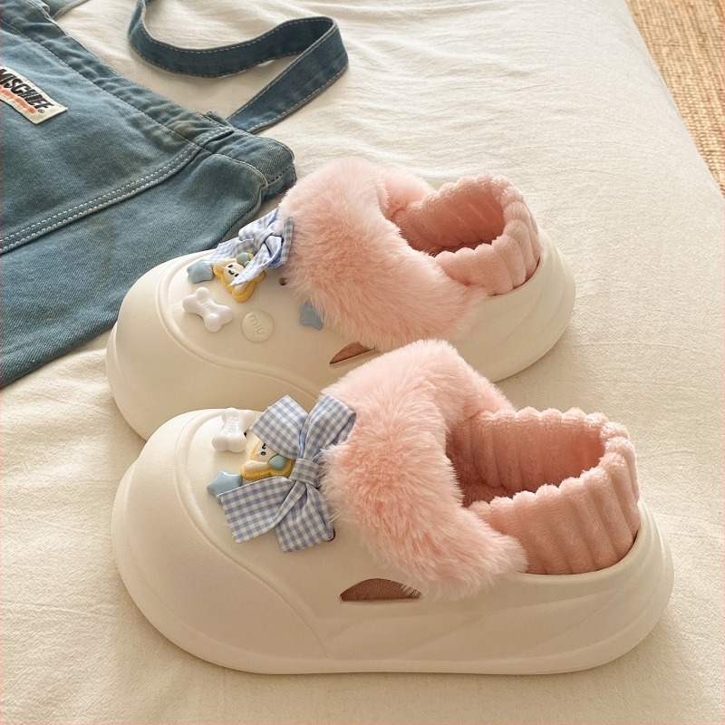 Crocs-stil papuče za zimu, EVA gornji dio i đon, zatvoren prst, debeli đon preko 3 cm, lagane i udobne za žene i mlade