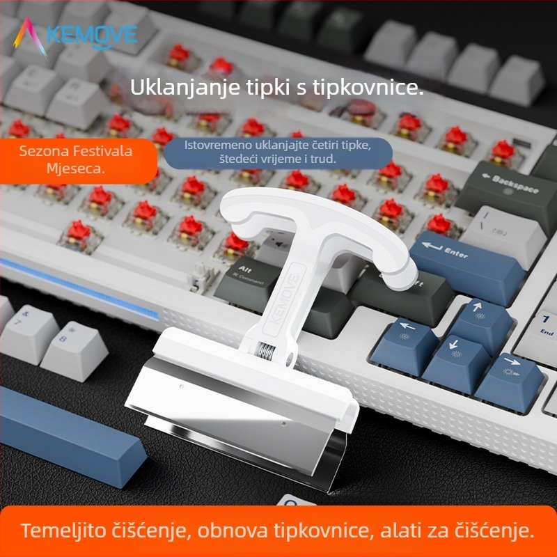 Kemove P11 četveroključni alat za vađenje keycapova i prekidača, alat za čišćenje tipkovnice, silikon