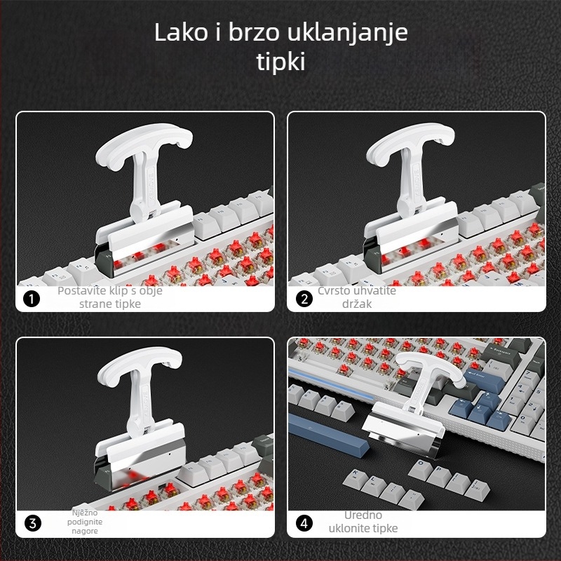 Kemove P11 četveroključni alat za vađenje keycapova i prekidača, alat za čišćenje tipkovnice, silikon