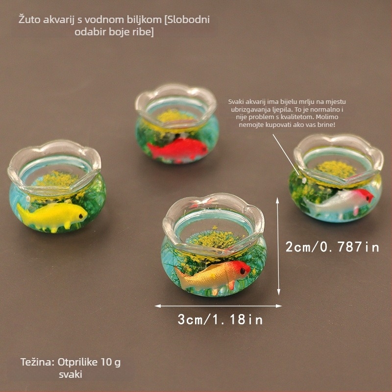 Zaobei stakleni akvarij za ribe, ručno izrađeno, stolni mini krajolik dekor, sladak stil