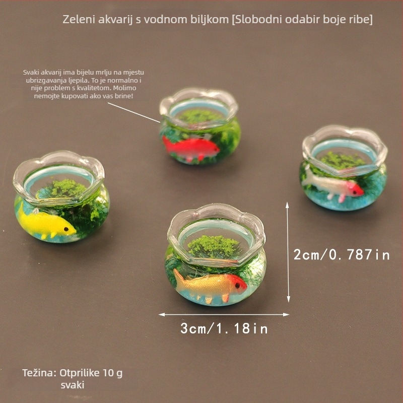 Zaobei stakleni akvarij za ribe, ručno izrađeno, stolni mini krajolik dekor, sladak stil